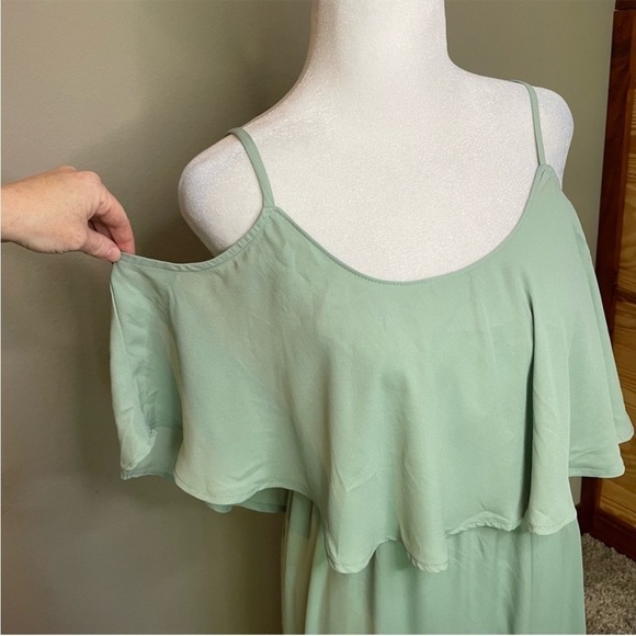 Show Me Your Mumu Caitlin Ruffle Maxi Dress in Dusty Mint Crisp Medium - Picture 6 of 13